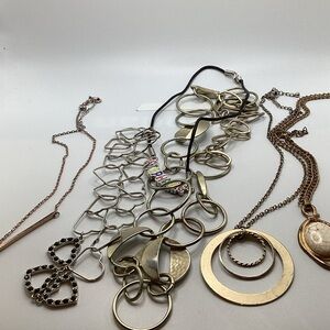Mixed Metal Layered Set of 6 Necklaces- Gold and Silver Accents